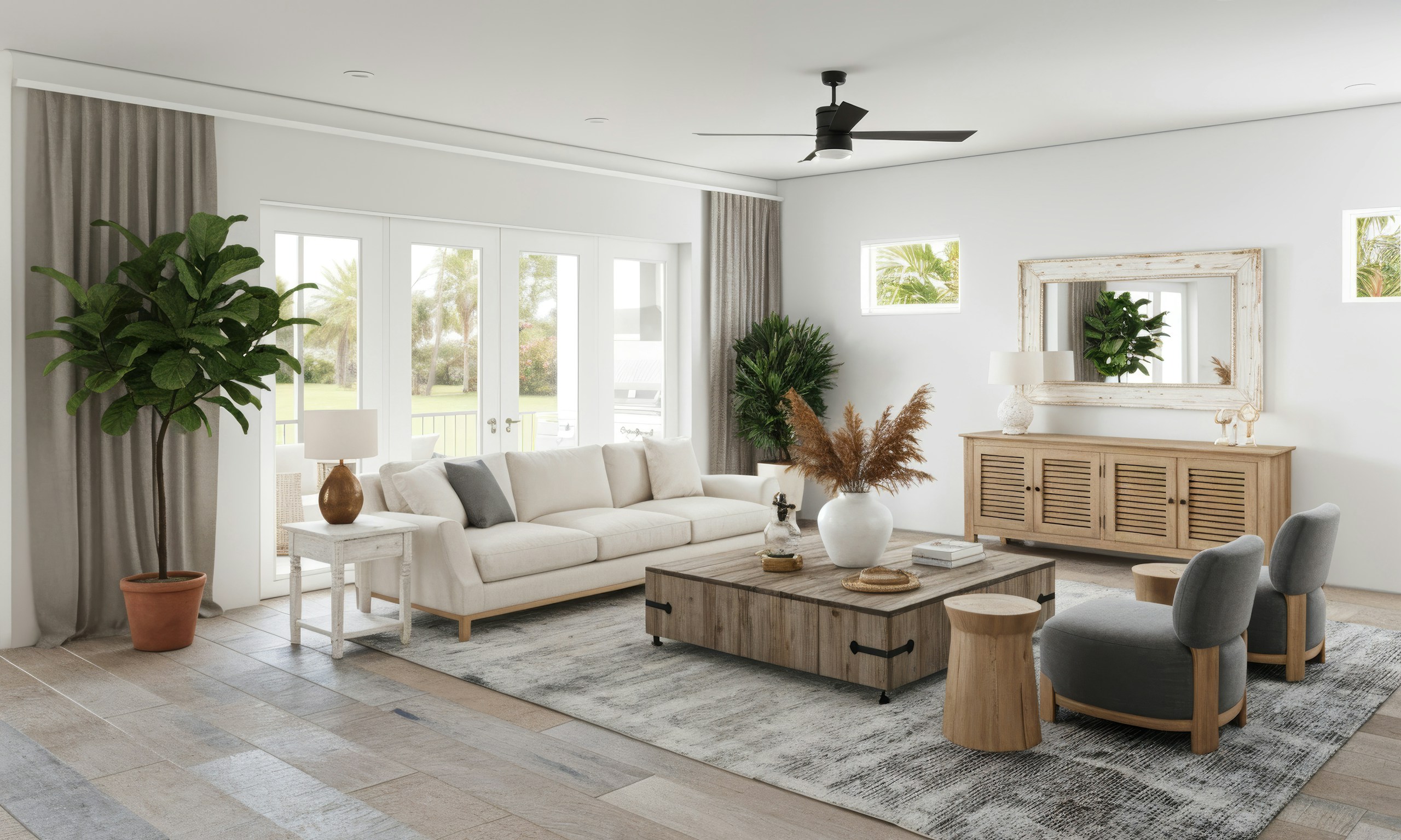 Bright, airy living room with natural light, polished finishes, and immaculate presentation after professional cleaning